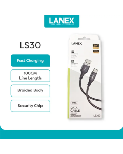 LANEX cable LS30 LS30M Mirco / LS30C type C / LS30L Lightning 3A fast charging 100cm length Woven fabric jacketModel LS30M