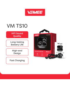 VeMee VM-TS10 Headsets TWS True Wireless Bluetooth 5.3 Earphone POSTEL(SDPPI)Colour black