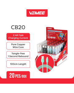 VeMee Data Kable VM-CB20M Micro-USB VM-CB20C Type-C VM-CB20L Lightning 5V2.4A 100cm 20pcs Colorful CB20Model VM-CB20C Type-C