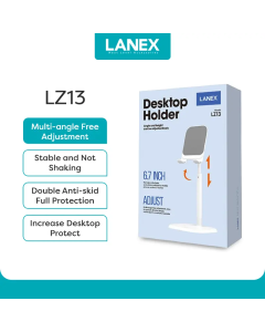 LANEX Desktop Dudukan LZ13 untuk Ponsel Tablet Dapat Disesuaikan PutihColour Putih