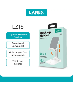 LANEX Dudukan Telepon Desktop LZ15 Paduan Aluminium Portabel PutihColour Putih