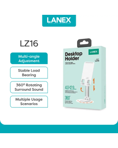 LANEX Dudukan Telepon LZ16 Paduan Aluminium dapat Dilipat dan Diputar PutihColour Putih