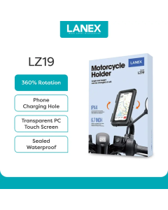 LANEX Motorcycle Phone Holder LZ19 Waterproof Rainproof BlackColour Black