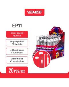 VeMee VM-EP11 Wired earphone in-ear 3.5mm 20PCS EP11Model VM-EP11
