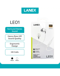 LANEX Wired Earphone LE01 Hitam/Putih Bank EarphoneColour Hitam