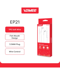 VeMee VM-EP21 Wired earphone on-ear 3.5mm (SATUAN)Specification 3.5mm ???? white
