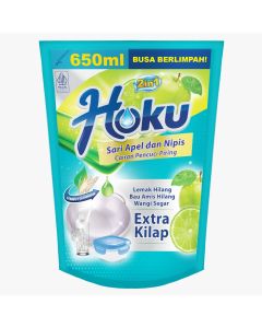 HOKU Cairan Pencuci Piring Sari Apel & Nipis 12 x 650ml Pouch