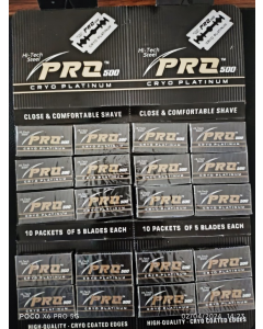 Lazer Hi-Tech Steel Pro Cryo Platinum-500 Double Edge Blades H/Card