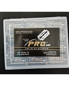 Lazer Hi-Tech Steel Pro Cryo Platinum-500 Double Edge Blades Plastic-Box